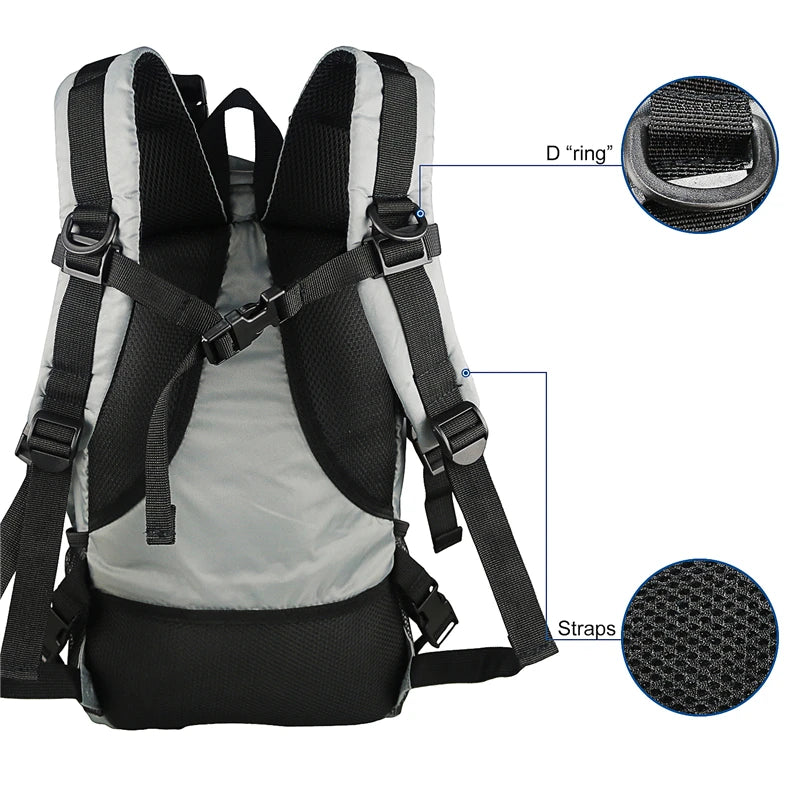 Waterproof Hiking Backpack – Lightweight Trekking & Camping Daypack Backpack with labeled straps and D-ring on a white background