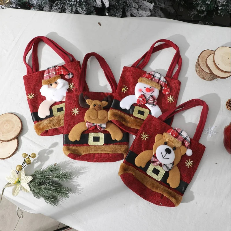 8-Pack Christmas Linen Gift Bags – Santa Candy & Treat Bags 8-Pack Christmas Linen Gift Bags – Santa Candy & Treat Bags