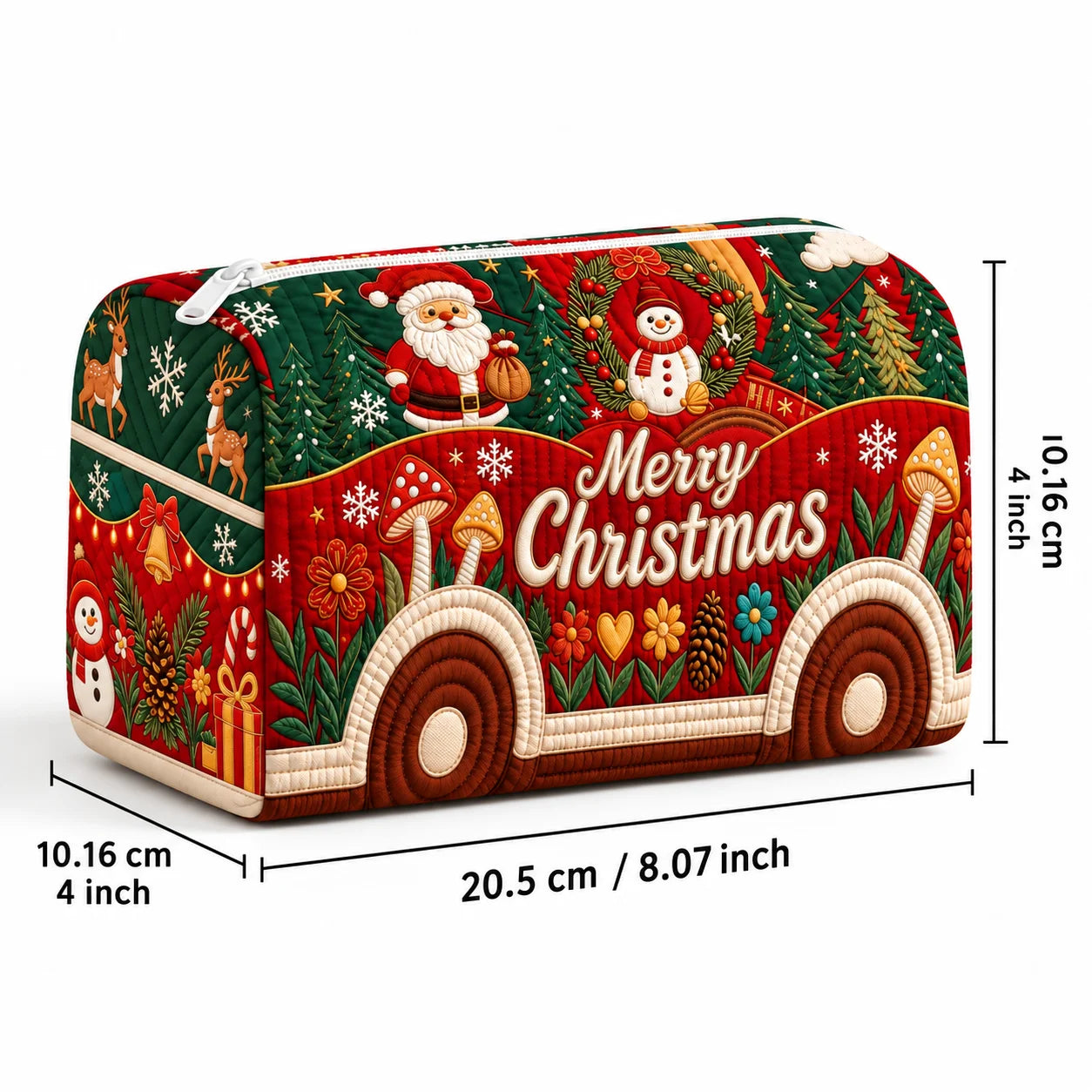 Christmas Quilted Cosmetic Bag – Santa Travel Makeup Pouch Christmas Quilted Cosmetic Bag – Santa Travel Makeup Pouch