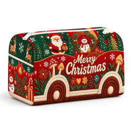 Christmas Quilted Cosmetic Bag – Santa Travel Makeup Pouch