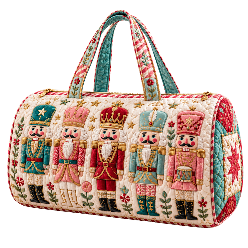 Women's Quilted Nutcracker Duffel Bag – Christmas Travel Tote Women's Quilted Nutcracker Duffel Bag – Christmas Travel Tote
