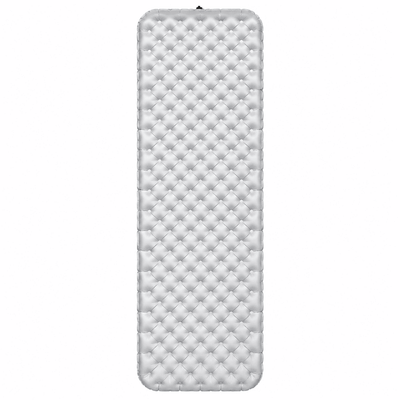 A white inflatable sleeping pad with a diamond-quilted pattern, shown vertically against a plain white background.