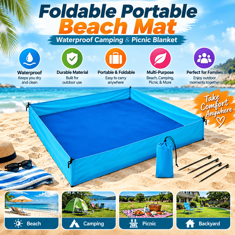 Foldable Portable Beach Mat – Waterproof Camping & Picnic Blanket