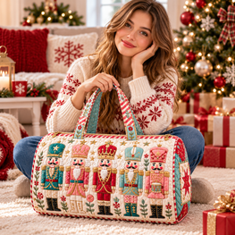 Women's Quilted Nutcracker Duffel Bag – Christmas Travel Tote
