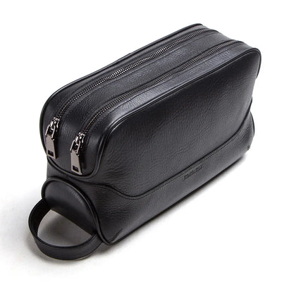 Genuine Leather Toiletry Bag for Men – Vintage Travel Cosmetic Organizer