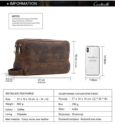 Genuine Leather Toiletry Bag for Men – Vintage Travel Cosmetic Organizer