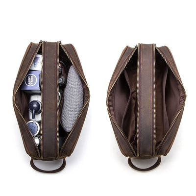 Genuine Leather Toiletry Bag for Men – Vintage Travel Cosmetic Organizer