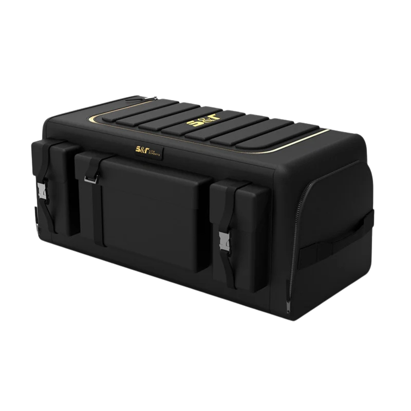 A black tactical storage case with gold 'Sikt' branding, featuring multiple zippered compartments and side straps, shown on a solid white background.