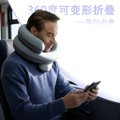 360° Adjustable Travel Pillow – Foldable U-Shaped Neck Support