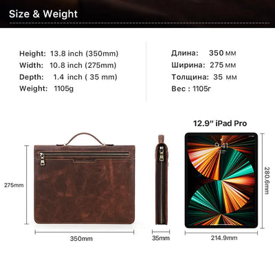 Leather Portfolio Organizer for MacBook & iPad – Travel Document Bag
