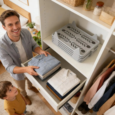Stackable Clothes Organizers – 5-Piece Interlocking Shirt & T-Shirt Storage