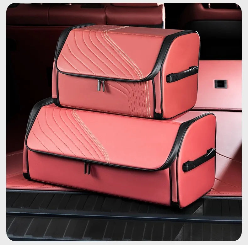 Luxury Leather Car Trunk Organizer – Large Foldable Storage Box