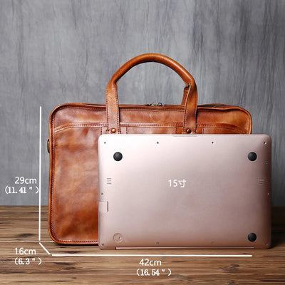 Genuine Leather Briefcase – Business Laptop & Travel Shoulder Bag