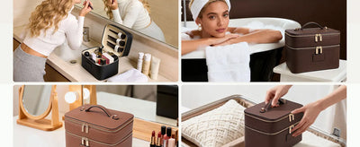 Travel Makeup Bag for Women – Large Double-Layer Cosmetic Organizer