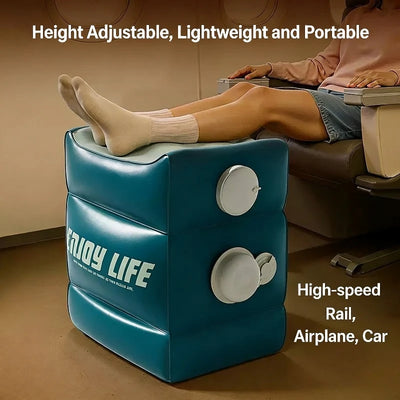 Inflatable Travel Footrest – Adjustable Height Footstool for Airplane & Train