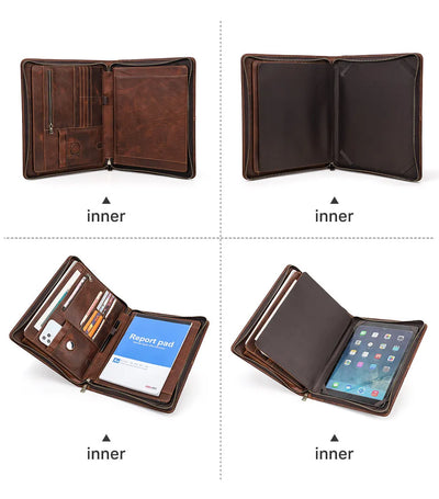 Leather Portfolio Organizer for MacBook & iPad – Travel Document Bag