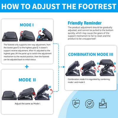 Height Adjustable Under Desk Footrest – Ergonomic Foldable Office Foot Support