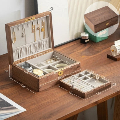 Solid Wood Travel Jewelry Box with Lock – Portable Jewelry Organizer