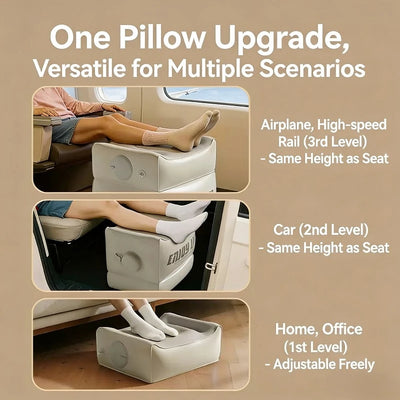 Inflatable Travel Footrest – Adjustable Height Footstool for Airplane & Train
