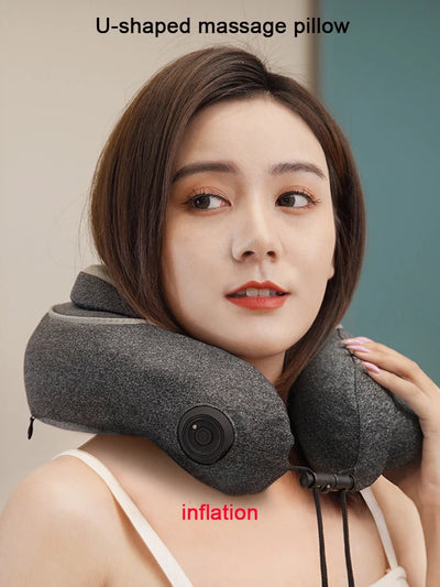 Inflatable U-Shaped Travel Neck Pillow – Portable Neck Support