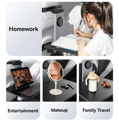 Foldable Car Back Seat Tray – Laptop Desk, Cup & Phone Holder