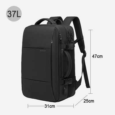 Black backpack on a white background