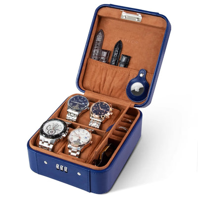Travel Watch & Jewelry Case with Combination Lock – PU Leather Organizer