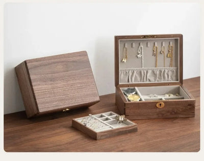 Solid Wood Travel Jewelry Box with Lock – Portable Jewelry Organizer