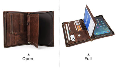 Leather Portfolio Organizer for MacBook & iPad – Travel Document Bag