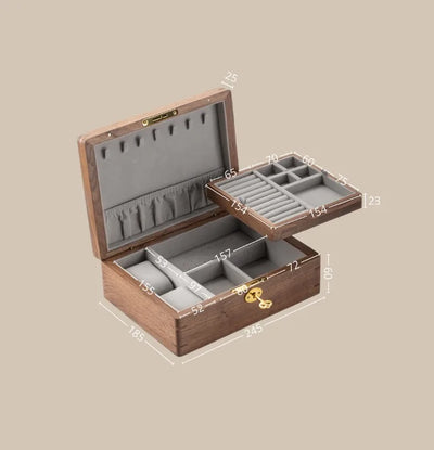 Solid Wood Travel Jewelry Box with Lock – Portable Jewelry Organizer