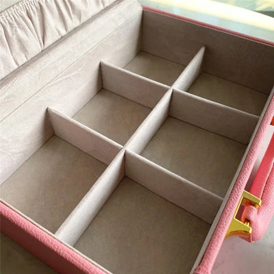 Leather Travel Jewelry Box with Mirror – Double-Layer Jewelry Organizer