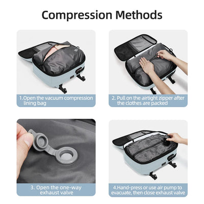 Vacuum Compression Laptop Backpack – USB Charging Travel & Hiking