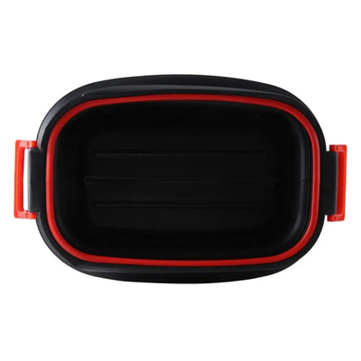A black silicone or plastic container with a red inner rim and red side handles, shown from a top-down view on a plain white background.
