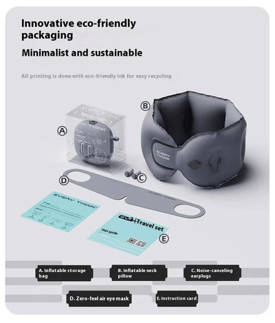 U-Shaped Inflatable Travel Pillow – Foldable Portable Neck Support Cushion