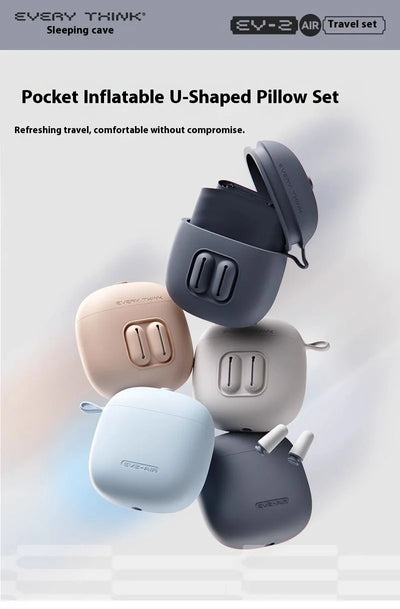 U-Shaped Inflatable Travel Pillow – Foldable Portable Neck Support Cushion