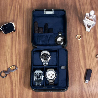 Travel Watch & Jewelry Case with Combination Lock – PU Leather Organizer