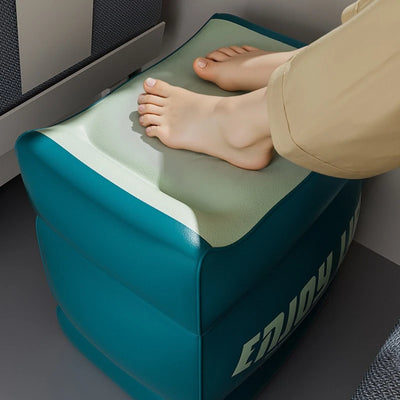 Inflatable Travel Footrest – Adjustable Height Footstool for Airplane & Train