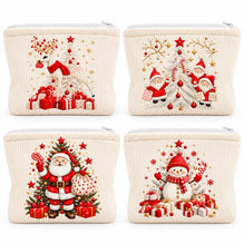 Christmas Corduroy Cosmetic Bag – Santa & Reindeer Travel Pouch
