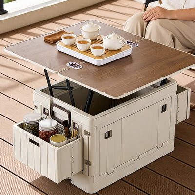 Folding Storage Box – Wooden Lid Camping & Trunk Organizer