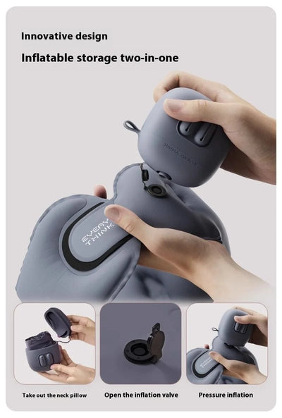 U-Shaped Inflatable Travel Pillow – Foldable Portable Neck Support Cushion