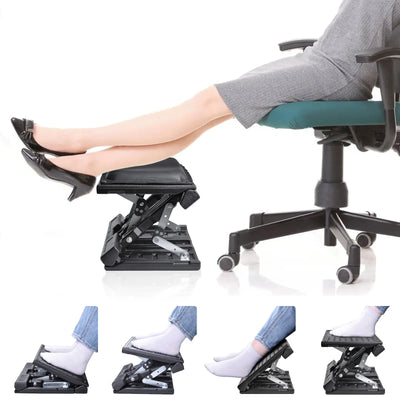 Height Adjustable Under Desk Footrest – Ergonomic Foldable Office Foot Support