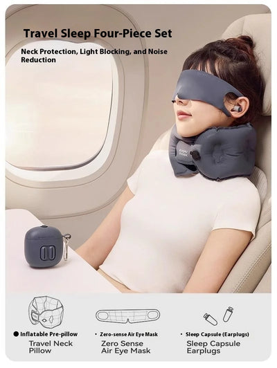 U-Shaped Inflatable Travel Pillow – Foldable Portable Neck Support Cushion