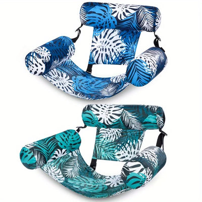 Two blue and white patterned seat belts on a white background