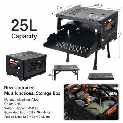 25L Camping Storage Box – Folding Table & Car Trunk Organizer
