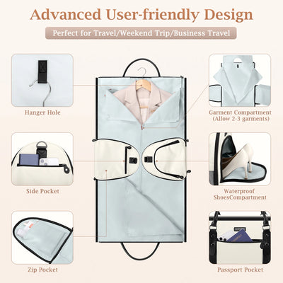 Convertible Garment Duffel Bag with Shoe & Toiletry Compartments