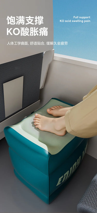 Inflatable Travel Footrest – Adjustable Height Footstool for Airplane & Train