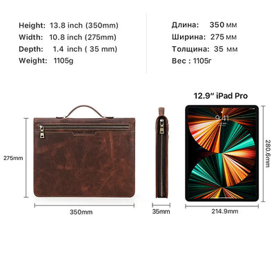 Leather Portfolio Organizer for MacBook & iPad – Travel Document Bag