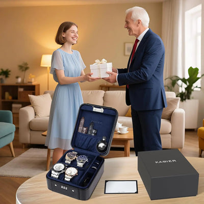 Travel Watch & Jewelry Case with Combination Lock – PU Leather Organizer