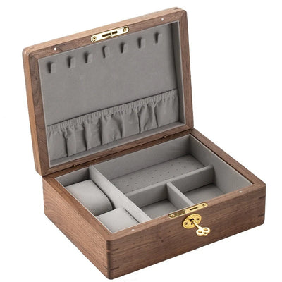 Solid Wood Travel Jewelry Box with Lock – Portable Jewelry Organizer