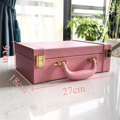 Leather Travel Jewelry Box with Mirror – Double-Layer Jewelry Organizer